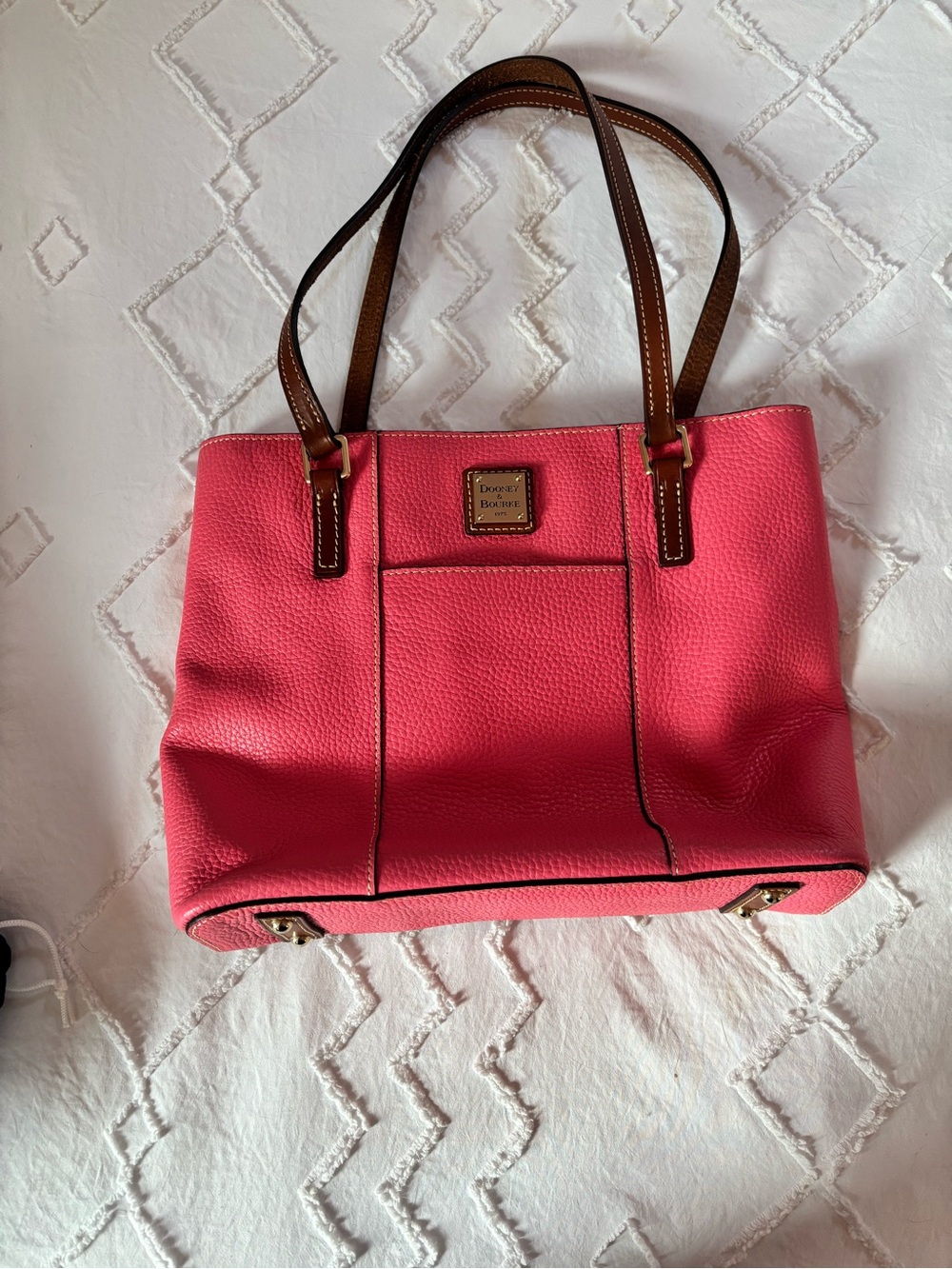 Dooney & Bourke Pink Leather Tote with Brown Handles